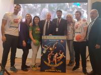 El alcalde, con las concejalas de Deportes y de Turismo y Playas y el presidente de la RFEB en la presentación del Balonmano Playa