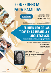 Conferencia "El buen uso de las TICO en la infancia y adolescencia" a cargo de Josefa Barragán.