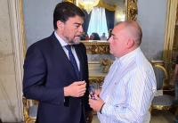 El alcalde Barcala y el pregonero Sergio Gómez