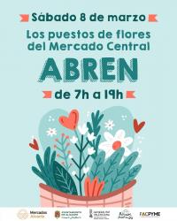 Imagen del cartel de la apertura de los puestos de flores del Mercado Central de Alicante